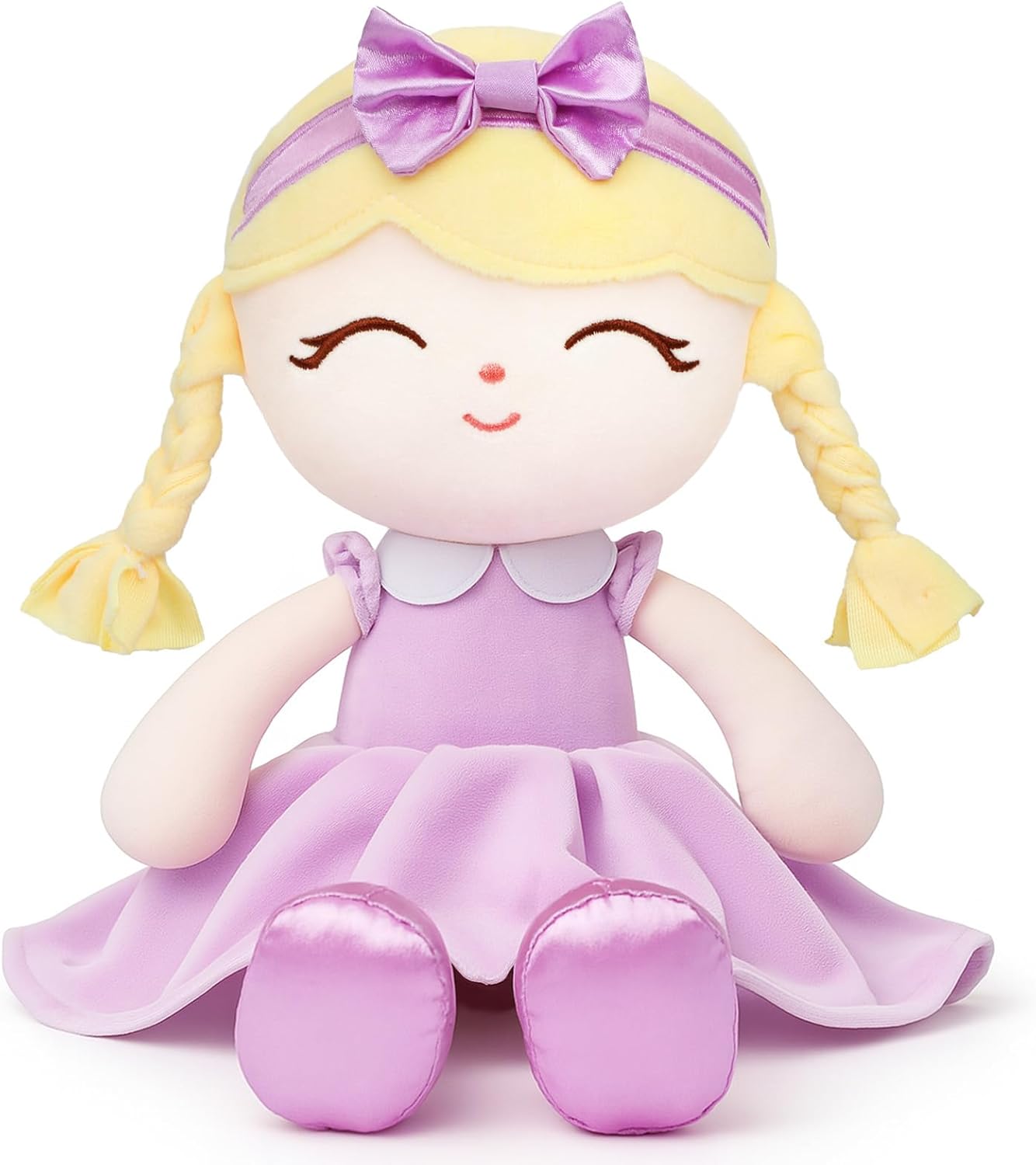 Soft Baby Doll Toys (16'') Baby Rag Doll for Girls Birthday Gift Cute Plush Toys Gift for Toddler Girls Kids (Purple) - Image 8