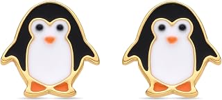 Pendientes para Niña en Plata de Ley 925 con Lacado Multicolor Color Dorado Acabado en Oro Amarillo de 18k Tamaño 9 x 9 mm Modelo Shuab