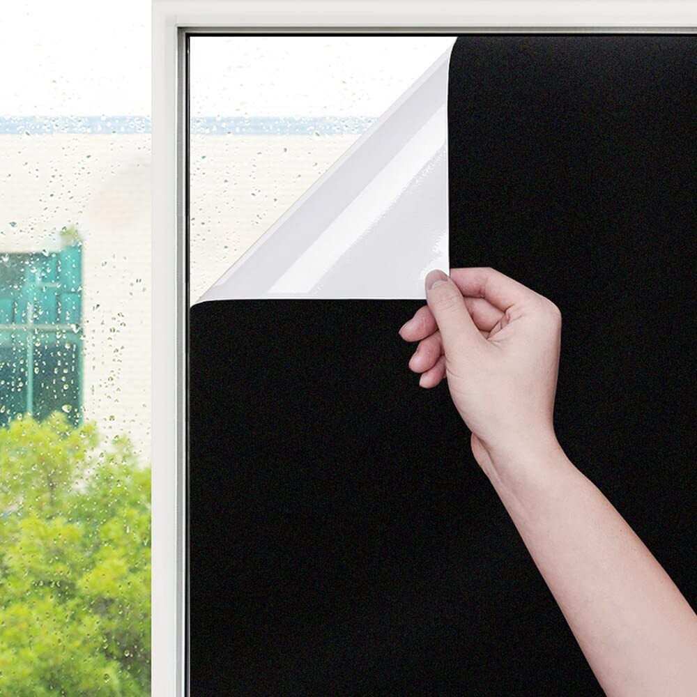 35% Window Privacy Static Non-Adhesive Decorative Heat Control Anti UV Window Tint for Home and Office(20x40 inch, 35% Black)