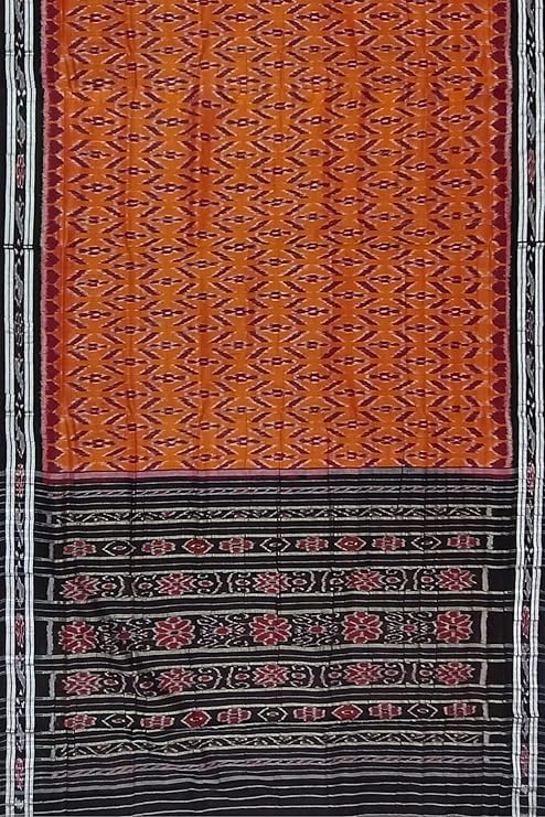 Image of Ikat Women's Cotton Saree, Handmade Pure Cotton Khandua Saree, Ikkat Orissa Traditional Handloom Saree Without Blouse