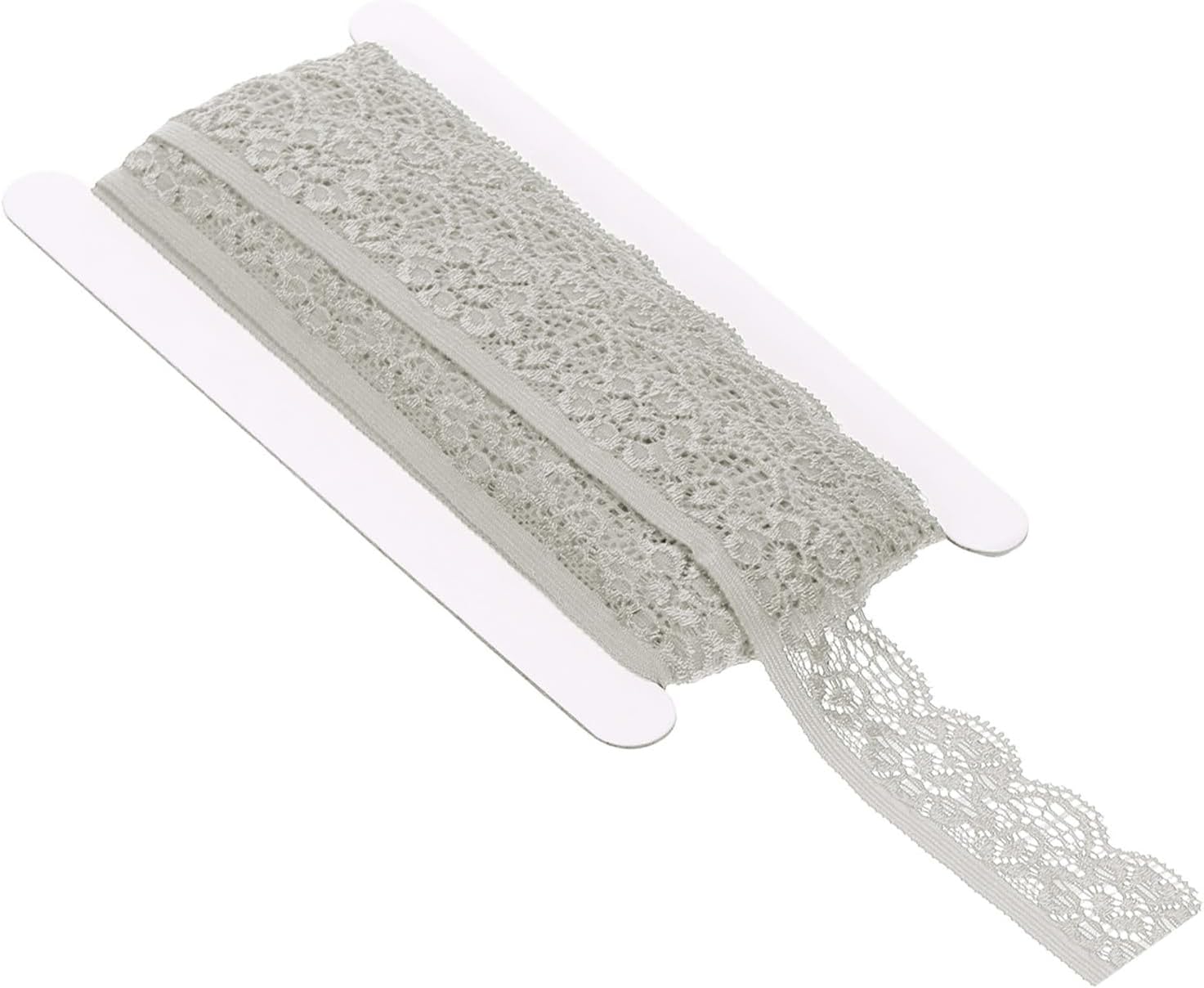 Unifizz Stretch Lace Trim Ribbon 2.5 cm × 10 Yards – Soft Nylon Spandex Floral Crochet Lace for Sewing, Dressmaking, DIY Crafts, Fabric, Wedding Decoration and Gift Wrapping, Light Grey