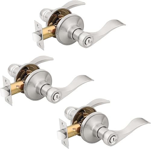 Vista 50 de KNOBWELL Paquete de 2 pomos de puerta de bronce, palancas interiores para dormitorio, baño, cepillo frotado sin llave, manija de puerta de Bronce