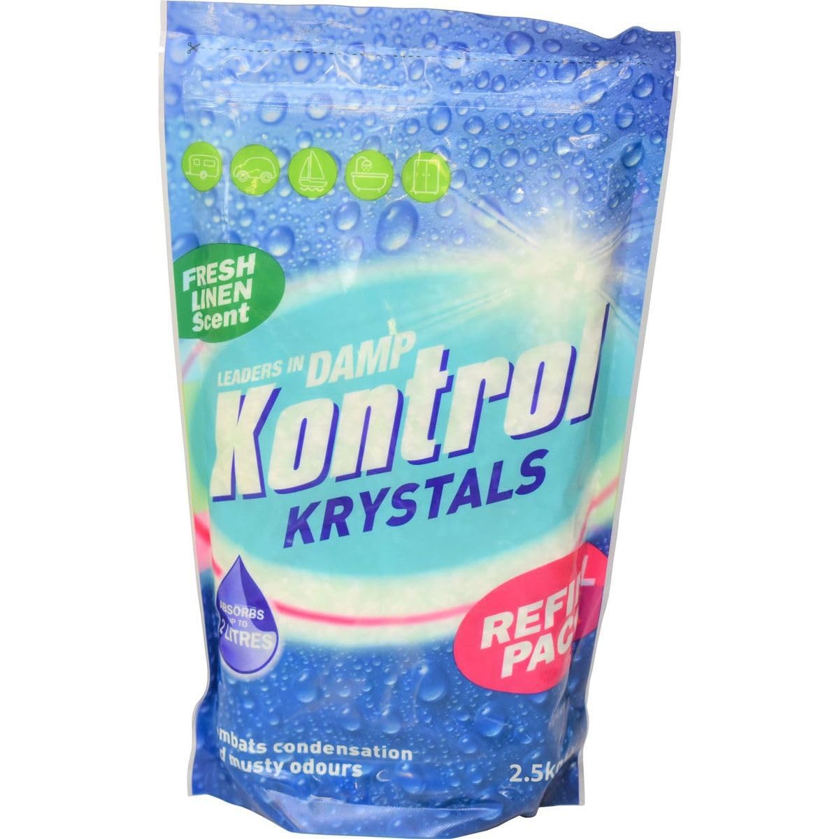 Kontrol Moisture Trap Absorber Refill Crystals 5kg (2 x 2.5kg Krystals) Fresh Linen