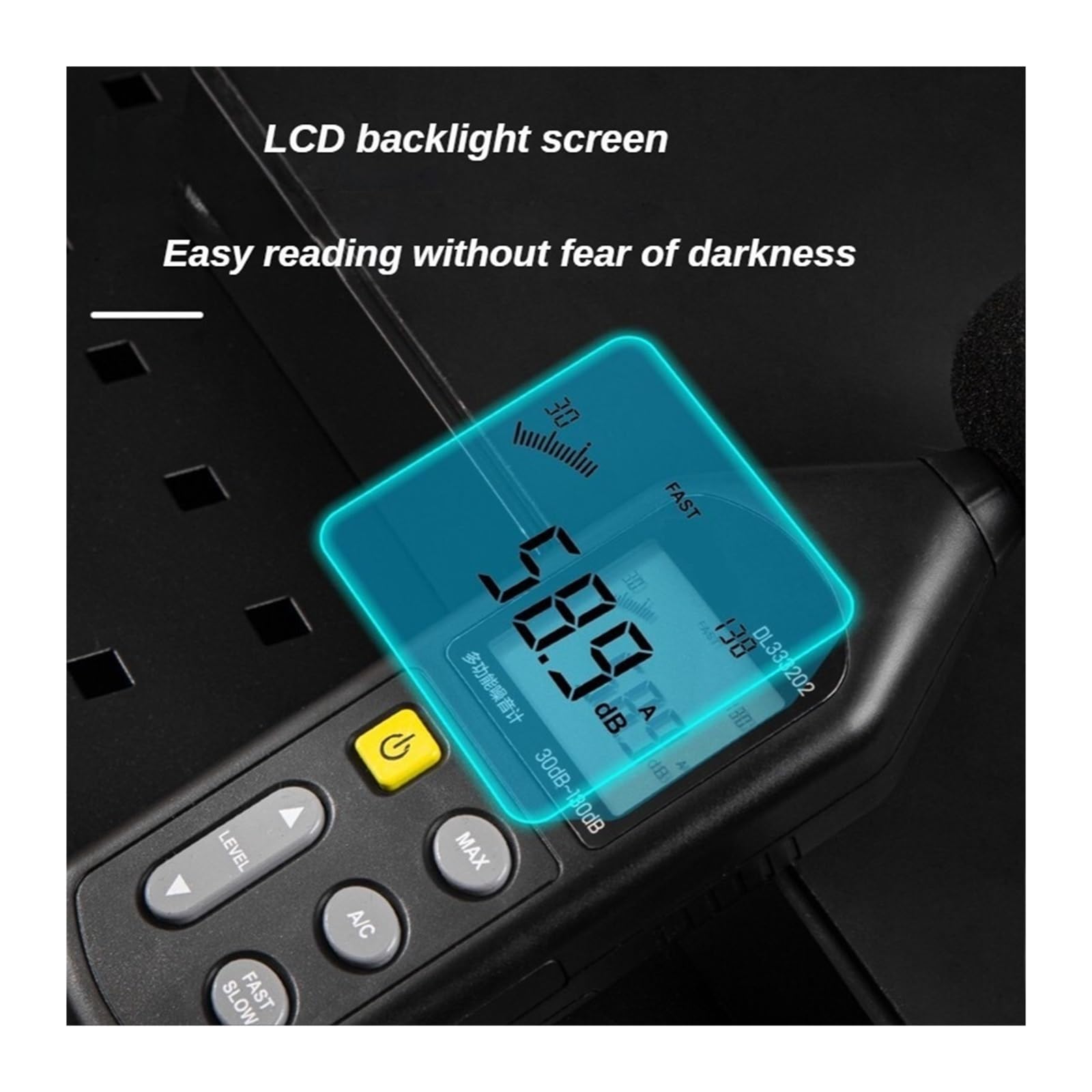 Miernik poziomu dźwięku Cyfrowy miernik poziomu dźwięku Miernik hałasu w decybelach Kolorowy ekran LCD Zakres od 30-130dB Połączenie danych USB