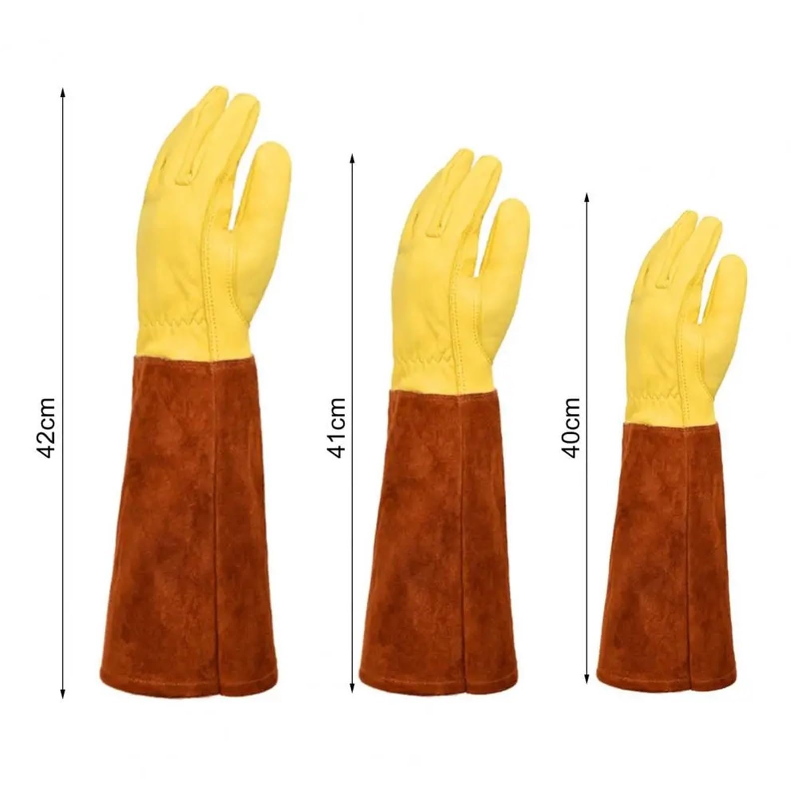 Guanti da giardino lunghi for potatura protettivi in ​​ecopelle antigraffio Protezione for le mani for di arbusti for raccolta frutta Per il giardinaggio(Light Brown,M 41cm)