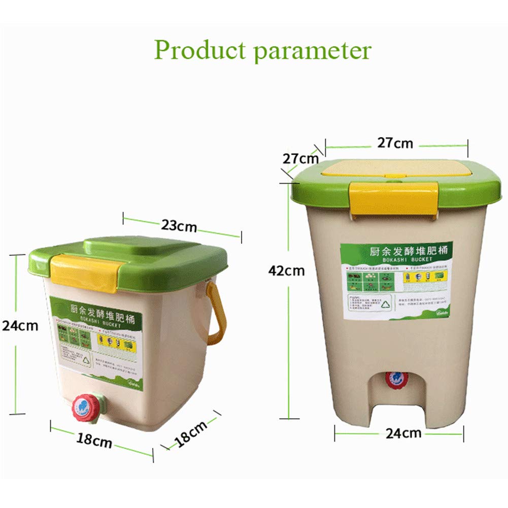FAXIOAWA 2 pattumiere per rifiuti da Cucina con Piastra filtrante, pattumiera da Cucina con Coperchio, barile per Compost da Interni con Rubinetto di Scarico, Set da 12 Litri e 21 Litri