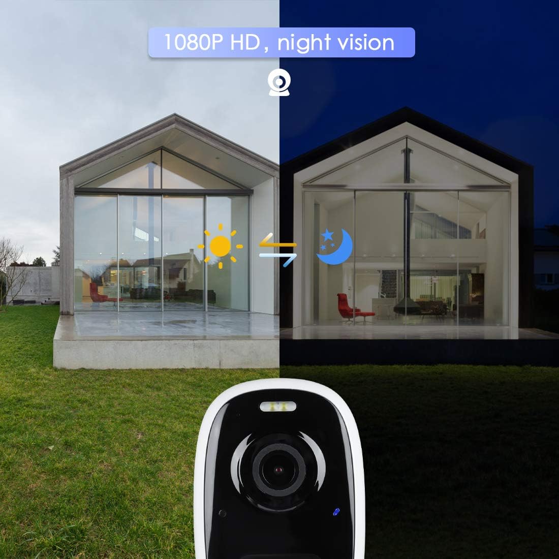 Flash Deals - 70% OFF Mksutary Security Camera Outdoor, HD Night Vision Home Surveillance Camera Wireless WiFi with Motion Detection, 2-Way Audio Cloud Storage Rechargeable Battery-Powered Indoor/Outdoor White