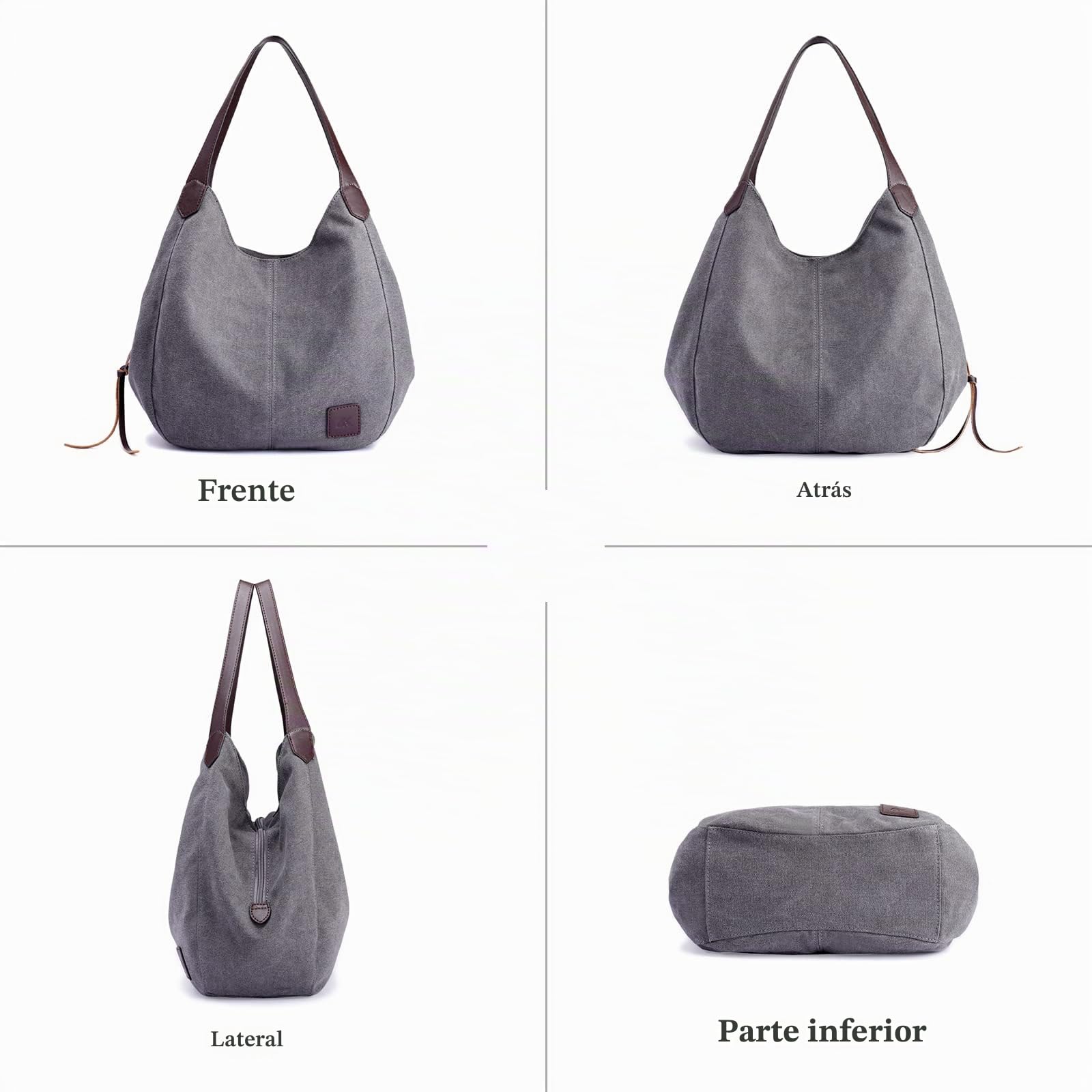 Bolsos de Mujer Lona Bolsa Tote Señoras Bolso de Hombro Vintage Bolso de Mano Ligero para Compras Viajes Escolares Trabajo