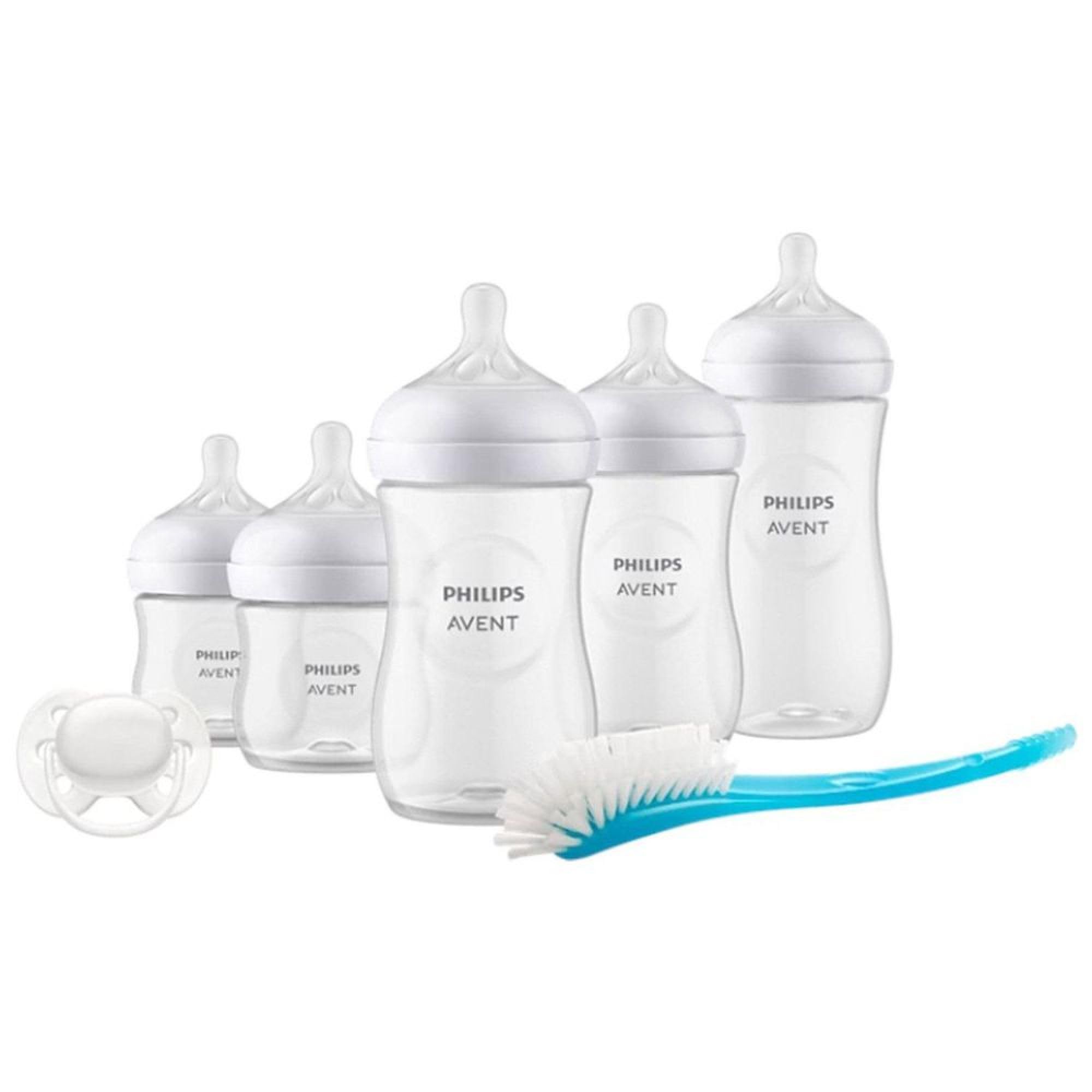 Philips Avent Babyflasche Starter-Set Natural - 5er Set mit Silikon-Saugern, Beruhigungssauger & Flaschenbürste