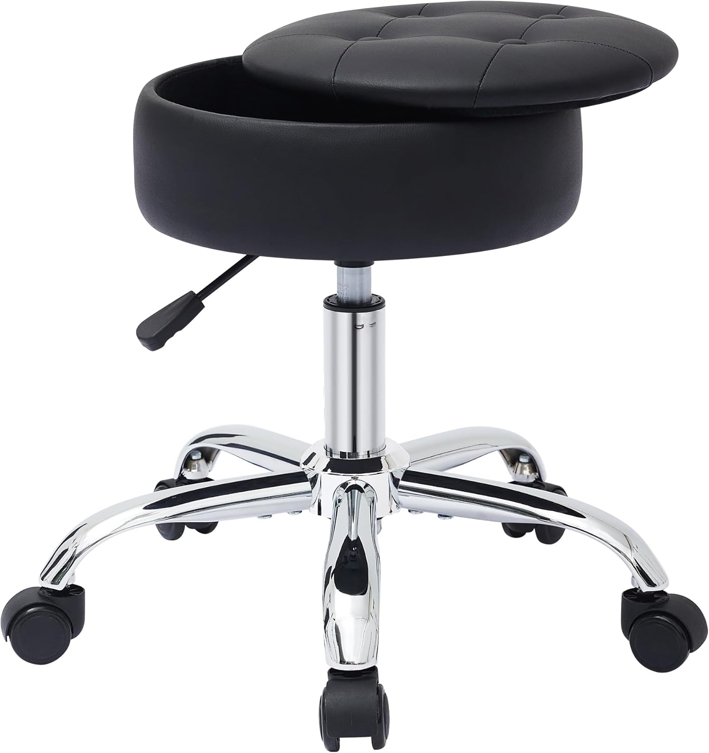 Gitrah Vanity Chair with Wheels Adjustable Vanity Stool with Storage Swivel Vanity Stool for Vanity Rolling Makeup Chair Black