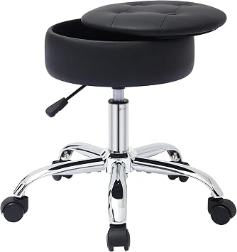 Gitrah Vanity Chair with Wheels Adjustable Vanity Stool with Storage Swivel Vanity Stool for Vanity Rolling Makeup Chair Black