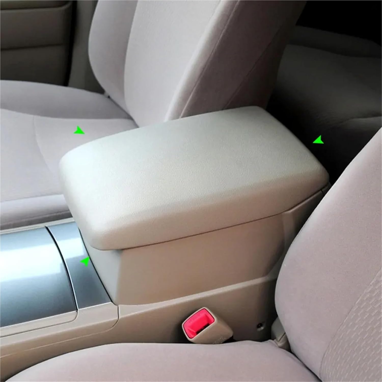 Car Center Console Armrest Latch Cover Lid Beige PU Leather Compatible with Toyota Highlander 2008-2013 Accessories
