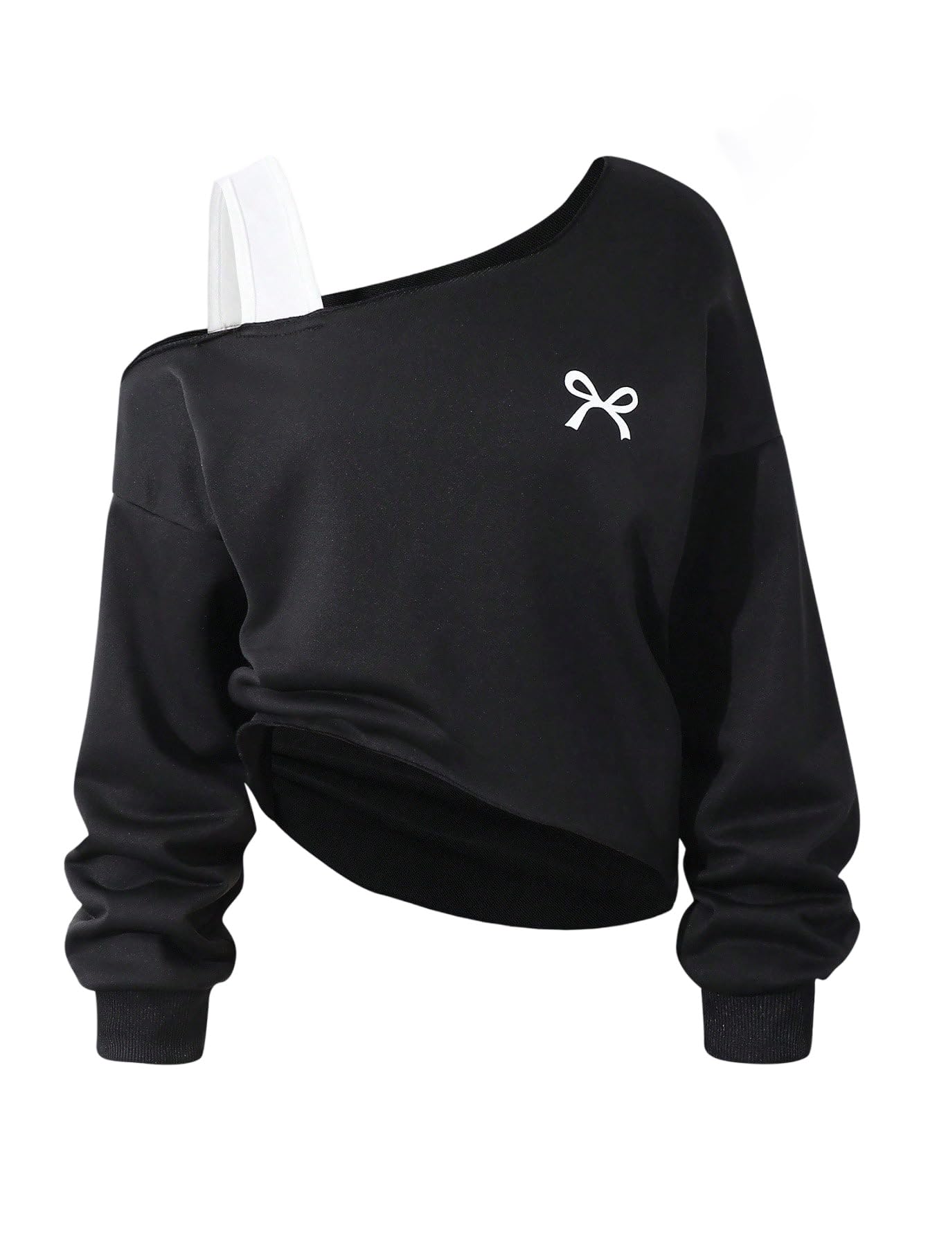SweatyRocks Sudadera para niña 122-152, suéter adolescente fuera de los hombros, parte superior de punto con lazo, traje de otoño, camiseta de manga larga