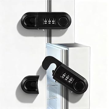 Child Safety Cabinet with Combination Lock 3-Digit Cabinet Lock No Drilling Fridge Safety Baby Cabinet Door Lock for Gluing for Cupboard Drawer Fridge and Furniture Black