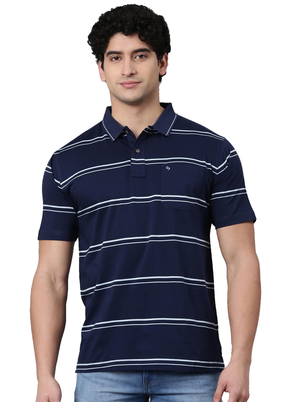 classic polo Men's Half Sleeve Polo Neck Authentic Fit Striped Cotton T-Shirt-picture-6