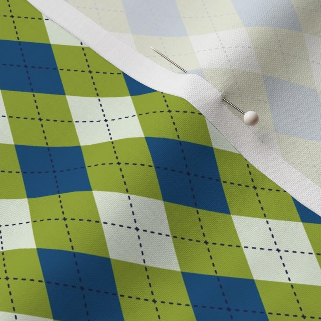 Spoonflower Fabric - Argyle Blue Green Plaid Diamond Geometric Retro White Printed on Petal Signature Cotton Fabric by The Yard - Sewing Quilting Apparel Crafts Decor