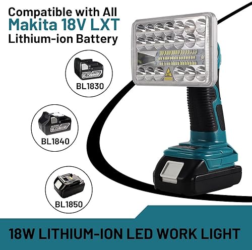 Miniatura 3 de Linterna inalámbrica de 2000LM para batería de iones de litio Makita LXT de 18 V, foco LED recargable con puerto USB, luz de trabajo LED de 9 W para