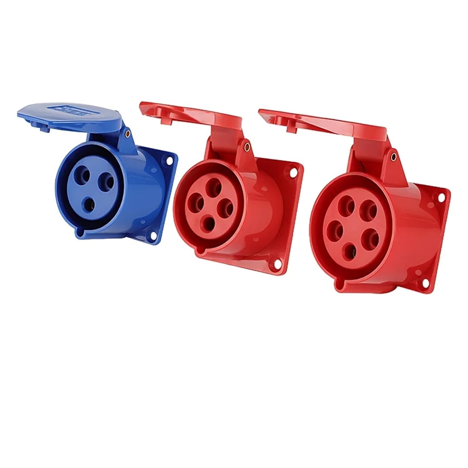 5/10 PCS Industrial Plug 3P/4P/5P Electrical Connector 16A/32A/63A/125A IP44/IP67 Wall Mounted Socket Panle Mounted Socket(16A Panel Mounted,5 PCS-3P)