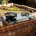 XtremepowerUS Deluxe Propane Gas Range Stove 2 Burner Cooktop Auto Ignition Outdoor Grill Camping Stoves Station LPG