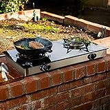 XtremepowerUS Premium Propane Gas Range Stove Outdoor 2-Burner Cooktop Auto Ignition Grill Camping Stoves Station