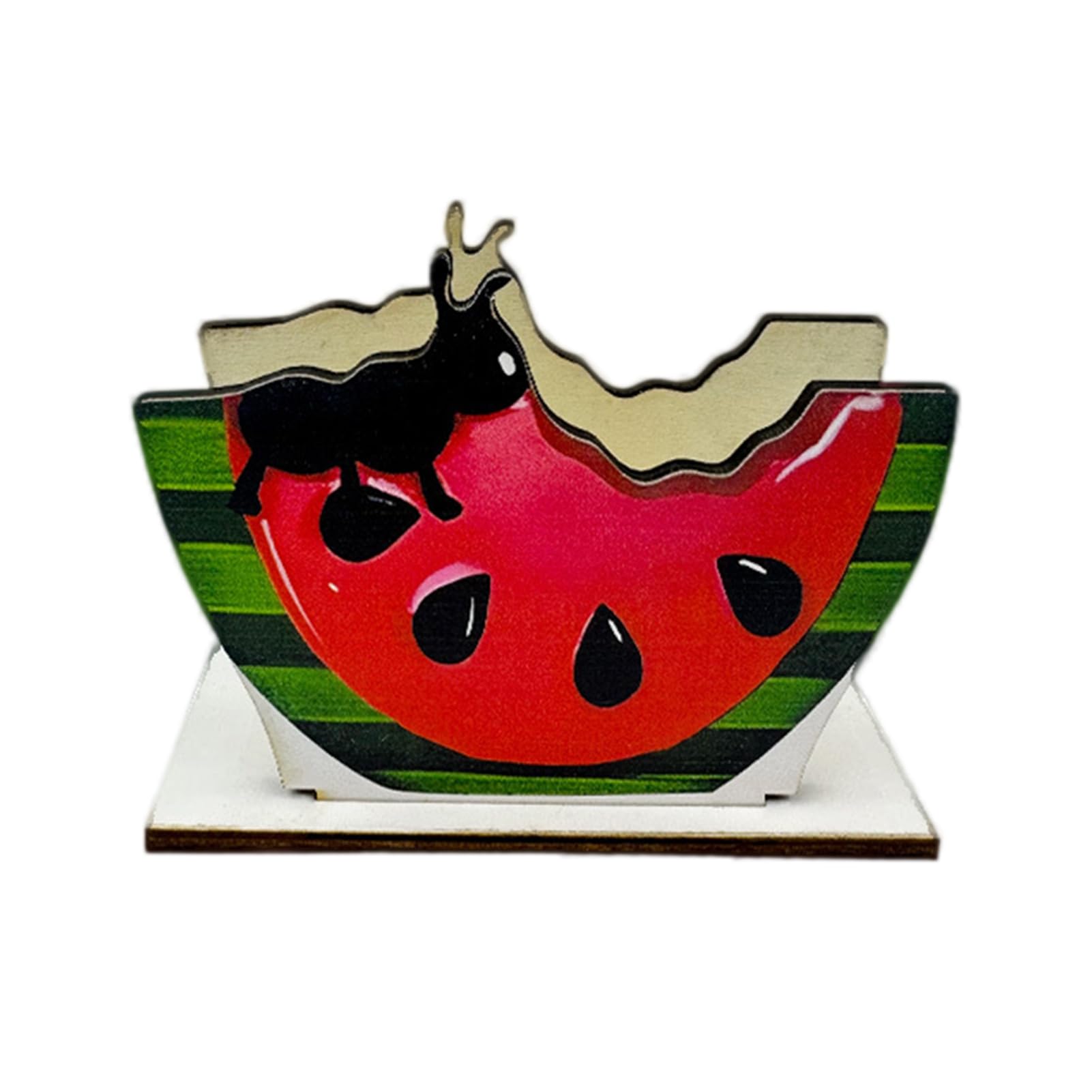 Glifora Wooden Napkin Holder with Universal Card Slot - Summer-Themed Designs, Solid Wood Tissue Dispenser for Standard Napkins