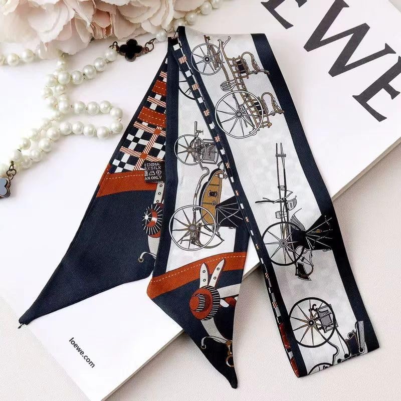 100% Mulberry Silk Scarf for Handbags,Bags, and Purses,1Pcs 2"x35" Hair Ribbon Skinny Neck Scarves for Women - Image 6