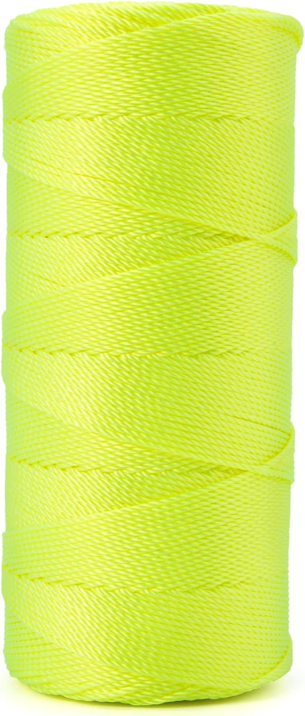 HONGDA Twisted Nylon String, #15 x Mason Line String, Nylon Twine for Masonry Job, Trot Line, Decoy Line, Net Making and Mending, Workshop, Crafts, Gardening Fl. Yellow