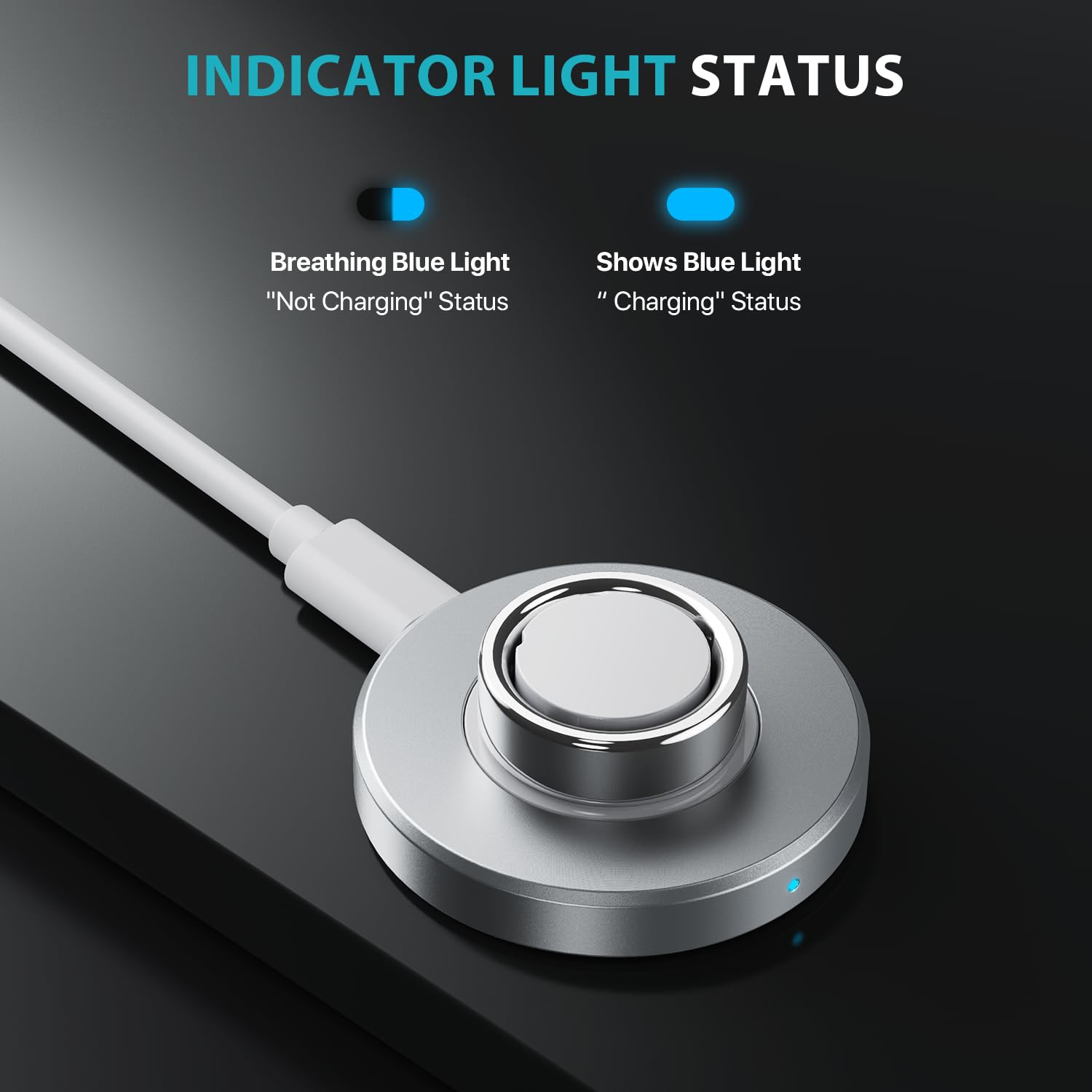 Kompatibel mit Oura Ring Gen 4 Ladegerät (Größe 10), schnelle und sichere Ladestation mit USB-C-Kabel, Aluminium-Legierung, Silikon-Anti-Rutsch-Basis, unverzichtbar für Oura Ring 4 Benutzer (Silber)