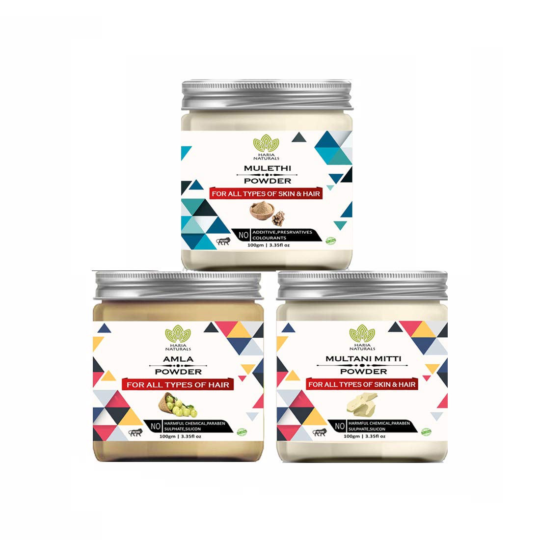 100% Pure & Naturals Mulethi Powder 100gm & Amla Powder 100gm & Multani Mitti Powder 100gm (Pack Of 3) 300GM