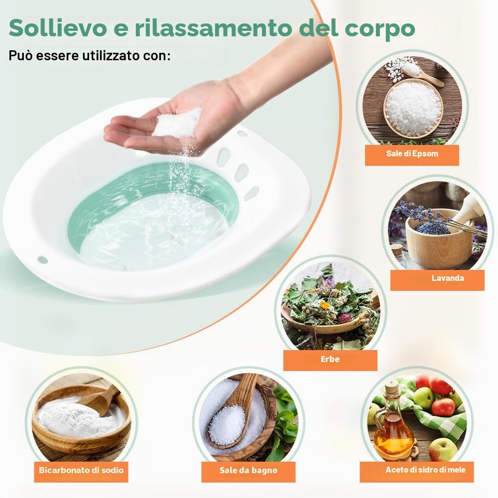 Bagnetto pieghevole per WC, bidet per WC, vasca da bagno portatile per il trattamento delle emorroidi, cura del letto settimanale, donne incinte e anziani (circa 2,5 litri)