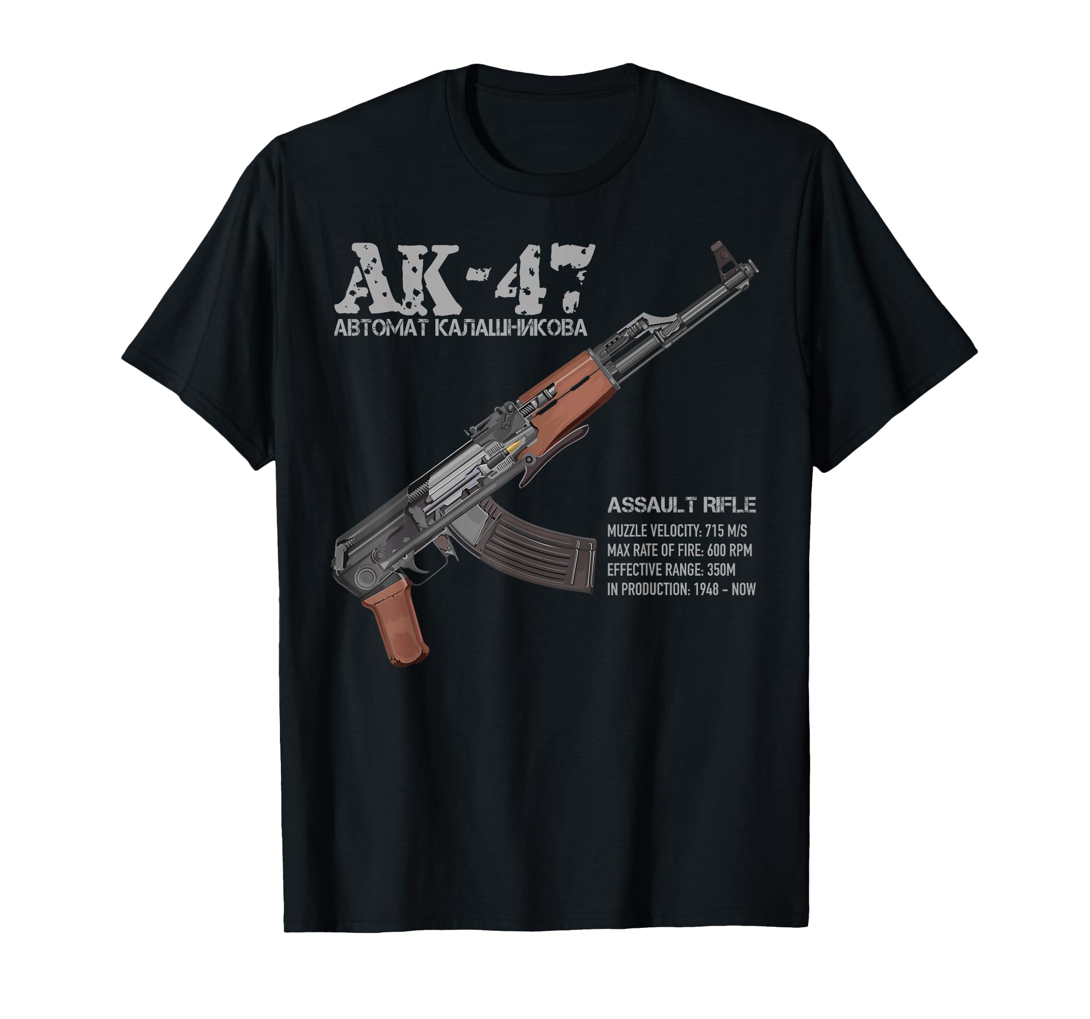 AK-47 Assault Rifle Russian AK Kalashnikov Cutaway Chart T-Shirt