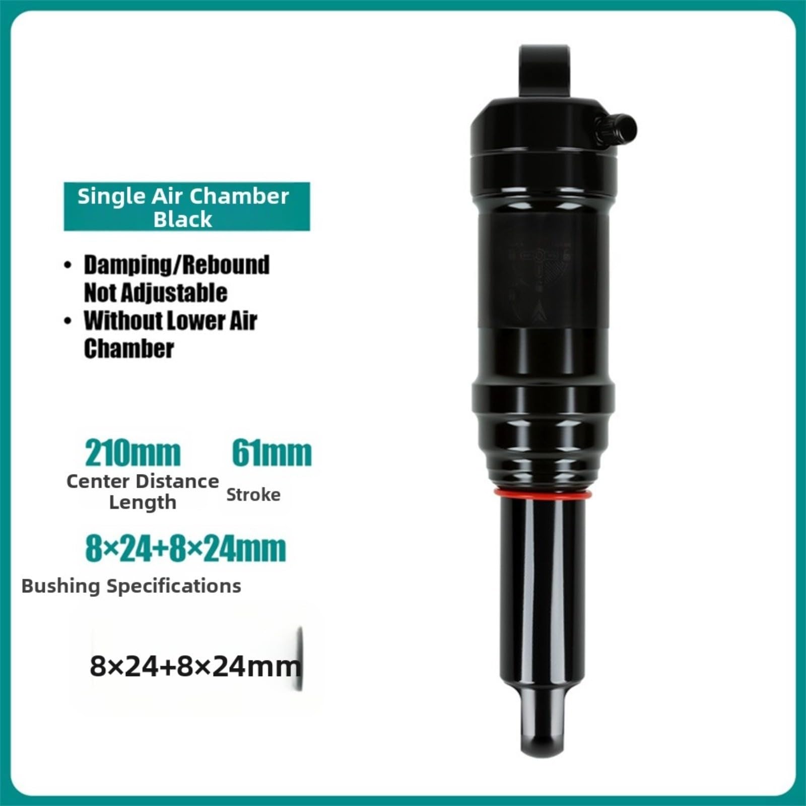 Ammortizzatore posteriore per mountain bike, 165/190/210 mm, ammortizzatore d'aria a camera singola, smorzamento pre-sintonizzato per telai MTB a sospensione completa (190 mm)
