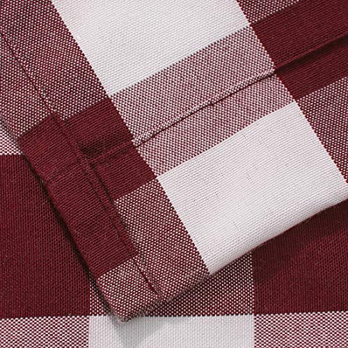 Jaijy Buffalo Check Plaid Balloon Drape Gingham Shade Tie Up Roman Valance Rod Pocket Classic Window Treatment Semi Blackout Curtains For Small Window Farmhouse Kitchen, 1 Panel, 55" Long, Red #TOP4