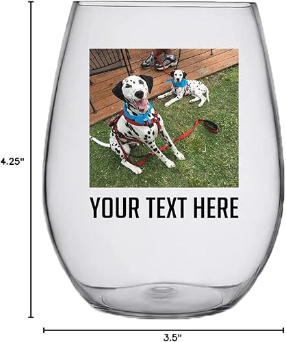 Miniatura 9 de Taza de vino de plástico sin tallo – Foto impresa personalizada de 15 onzas, vaso Tritan regalo para cumpleaños, copa de vino personalizada para