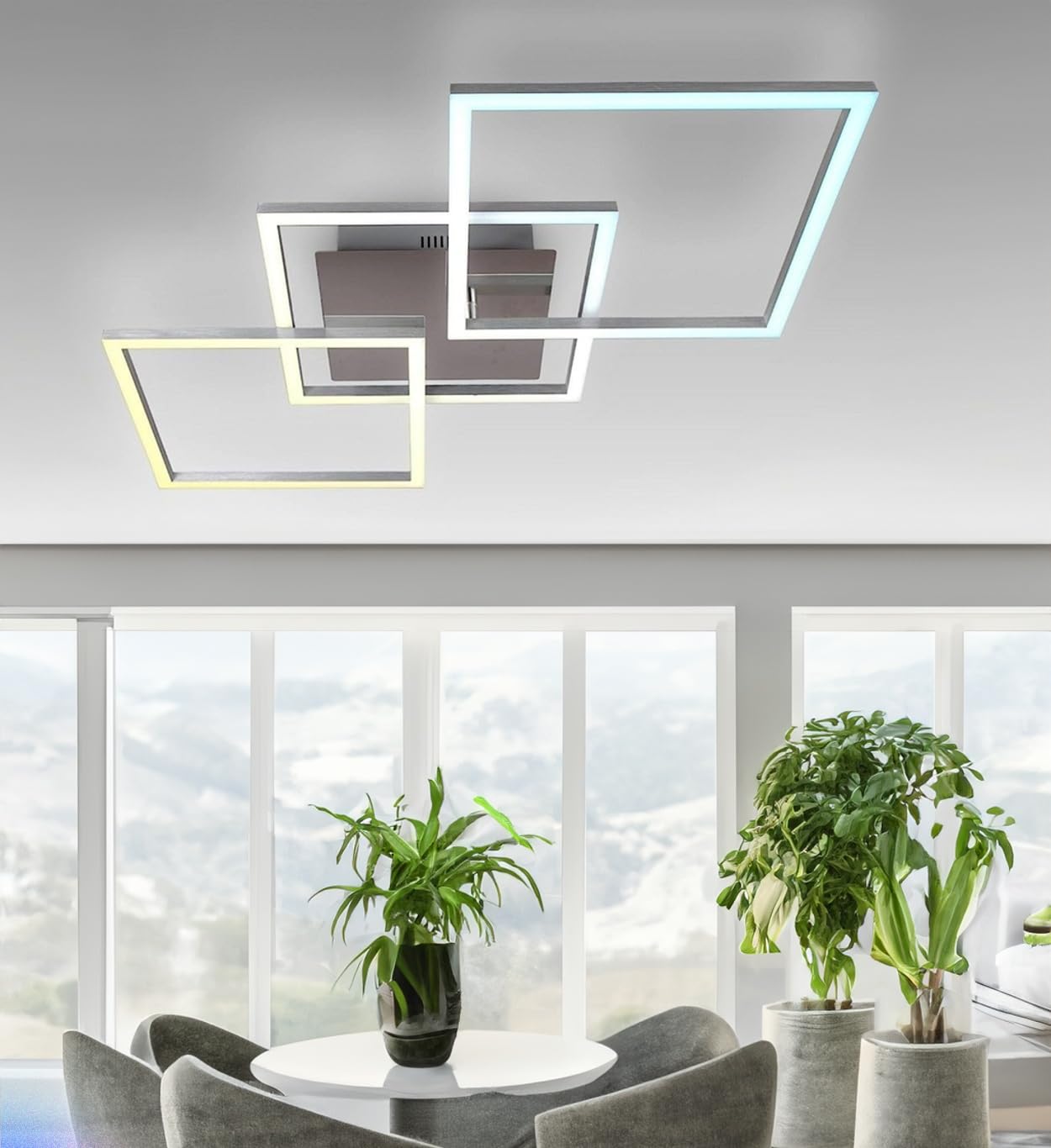 Arcadia Plafon Led Techo Moderno con Luz Cálida y Fría Regulable con Mando a Distancia y App - Lampara Dormitorio Salón Cocina Habitación Infantil Sala de Estar - 4500LM 82W 80 cm - Modelo Helios