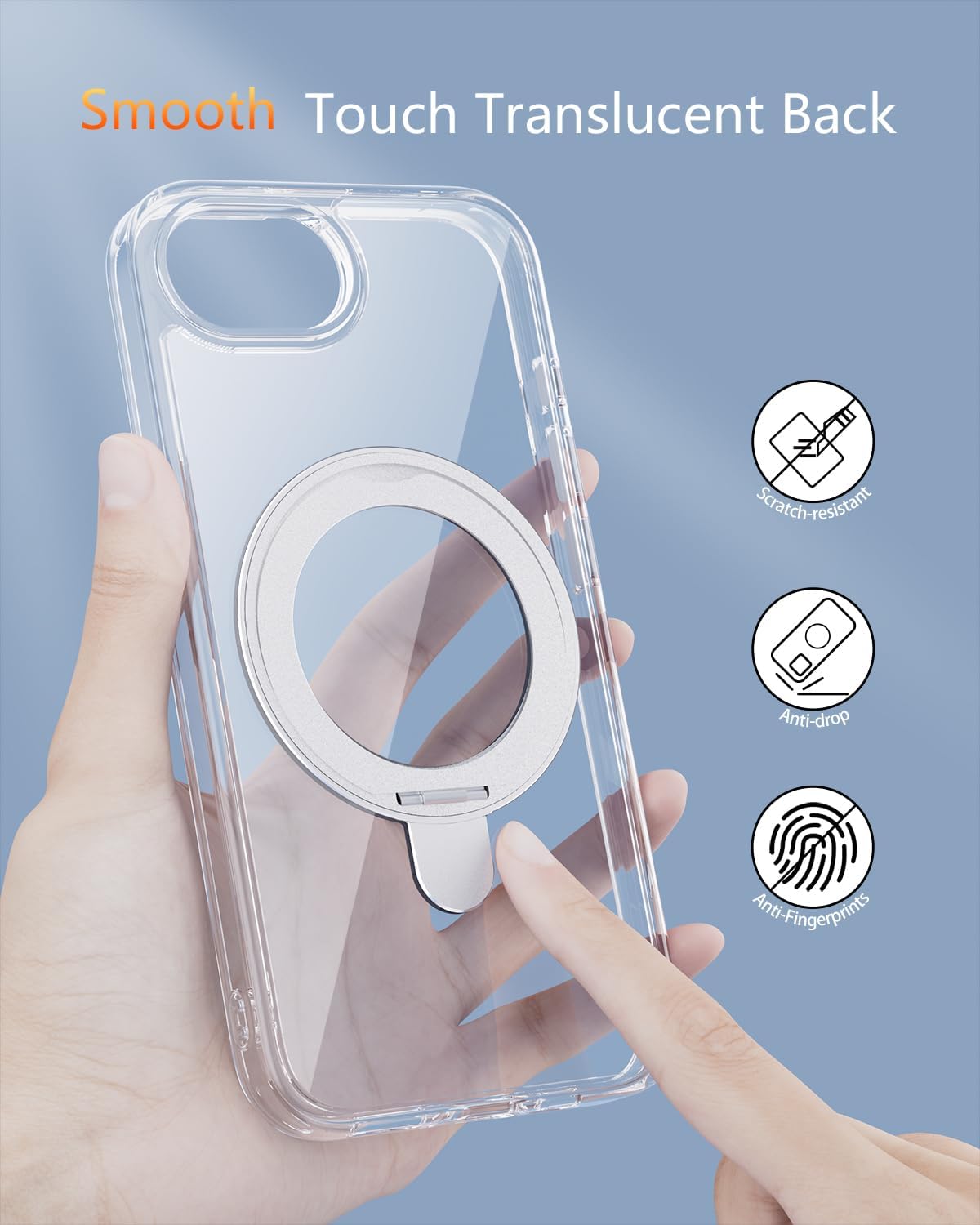 for iPhone 16e Case Clear with Stand,Magnetic Support Wireless Charging with360 Degree Rotatable Invisible Ring?Military-Grade Protection?se4,for 16e case 6.1 inch