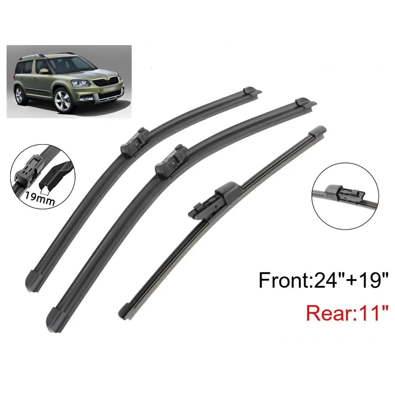 Escobilla coche Escobillas De Limpiaparabrisas Compatible Con Skoda Para Yeti 2009-2019 Piezas De Repuesto Delanteras Y Traseras | 4Front