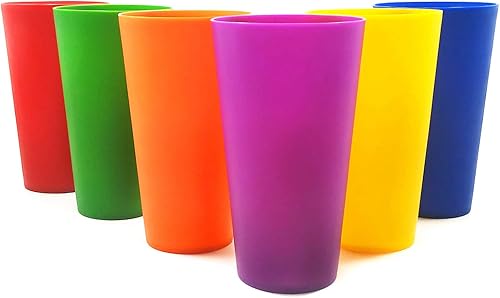Miniatura 5 de KX-WARE Vasos de plástico de 32 onzas y 18 onzas, juego de 12 unidades, multicolor, irrompibles, aptos para lavavajillas, sin BPA