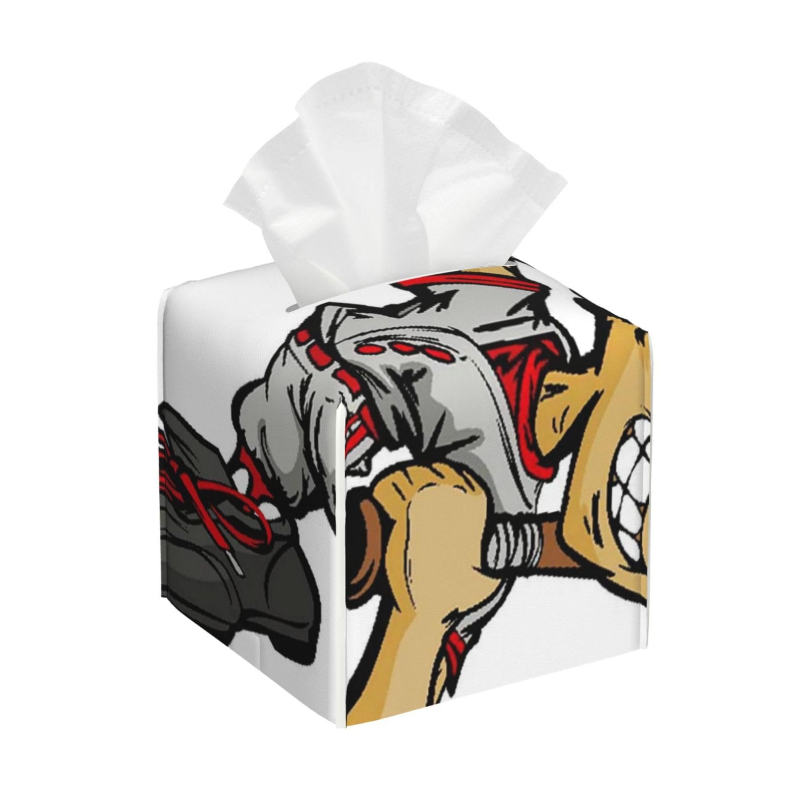 Baseball Cartoon Player with Ball and Ball PVC Cube Tissue Pack for Home Office Bathroom Use