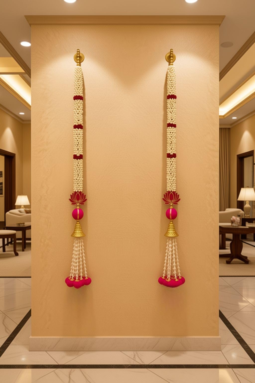 Guirlande fleurs artificielles Mogra indienne déco Pooja Diwali