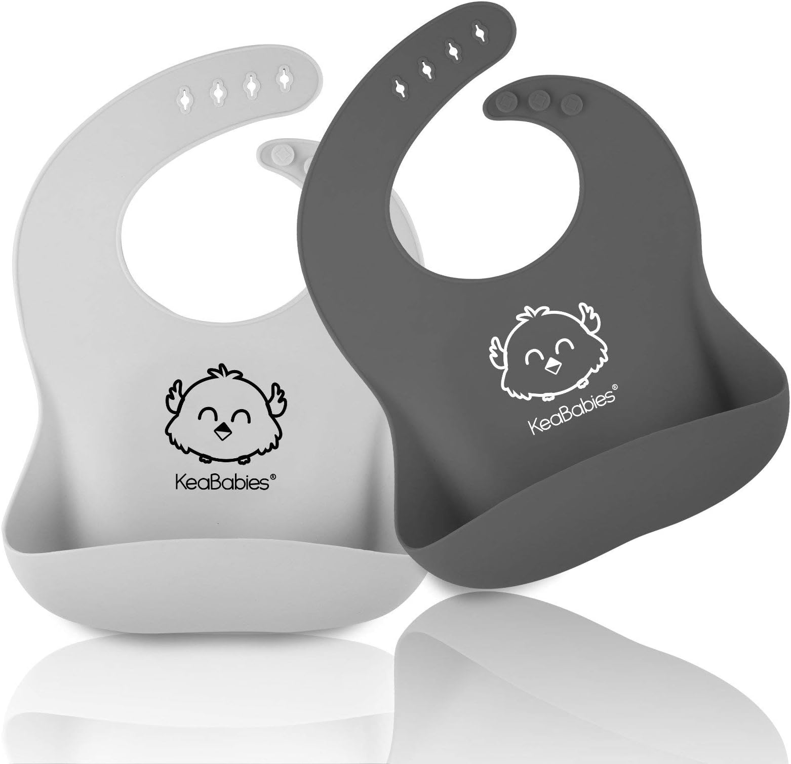 KeaBabies 2-Pack Silicone Bibs for Babies, Silicone Baby Bibs for Eating, Food-Grade Pure Silicone Bib, Toddler Bibs, Waterproof Bibs, Feeding Bibs, Silicon Bibs for Toddlers,Boys,Girls (Too Cool)
