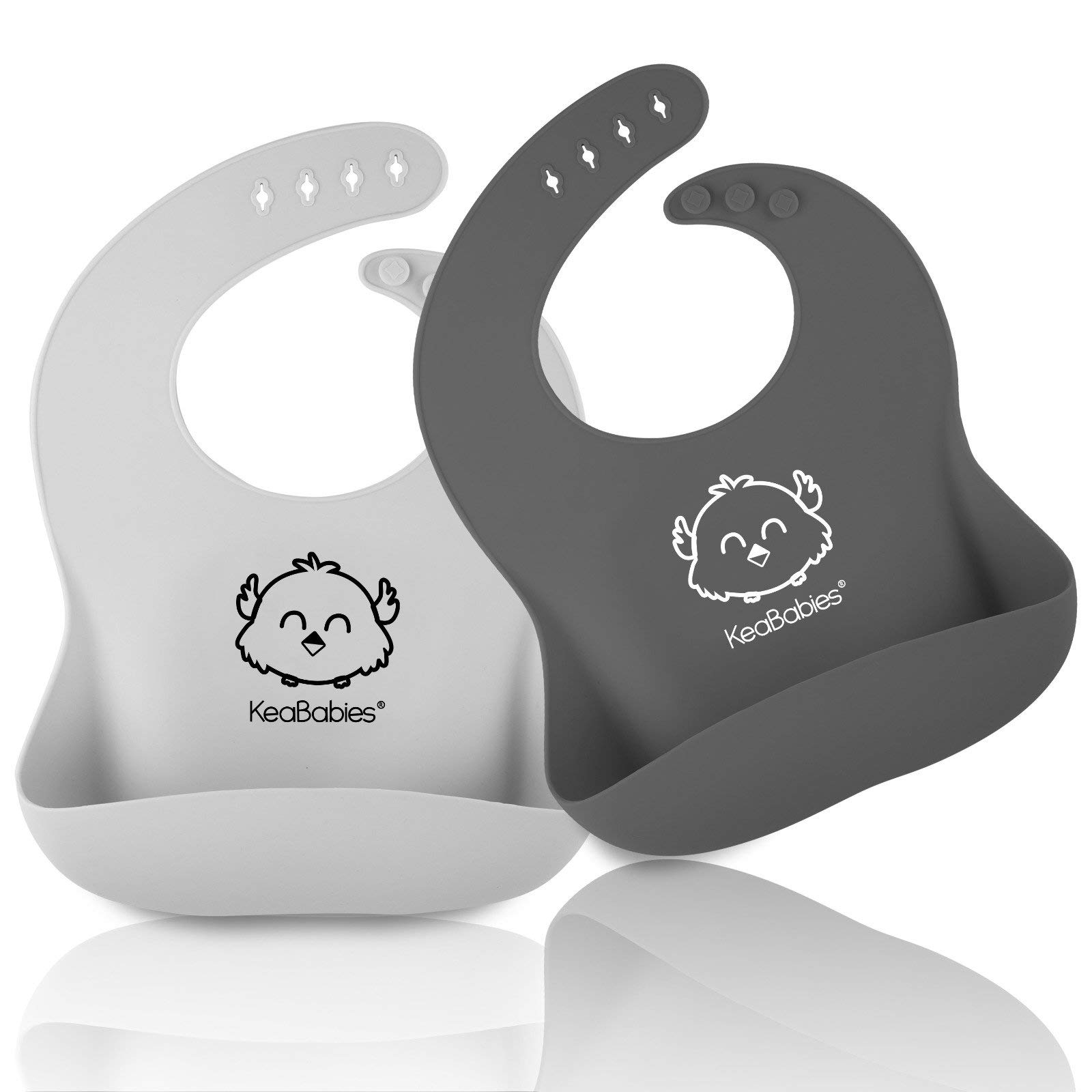 KeaBabies 2-Pack Silicone Bibs for Babies, Silicone Baby Bibs for Eating, Food-Grade Pure Silicone Bib, Toddler Bibs, Waterproof Bibs, Feeding Bibs, Silicon Bibs for Toddlers,Boys,Girls (Too Cool)