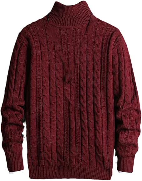 Men's Turtleneck Pullover Solid Color High Neck Korean Black Sweater, red,  m : Amazon.de: Fashion