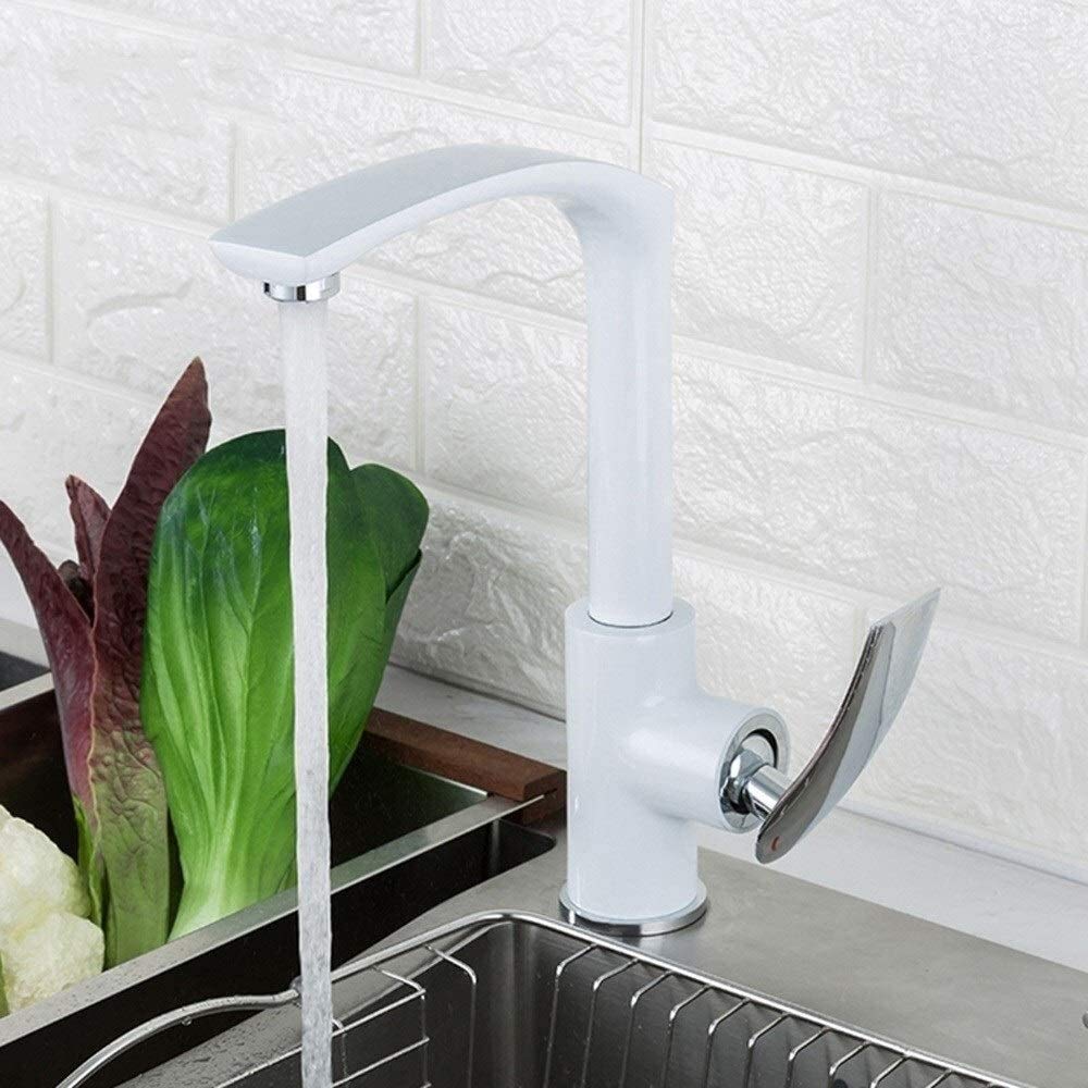 Mitigeur lavabo de salle de bains robinet blanc rotatif pour la maison
