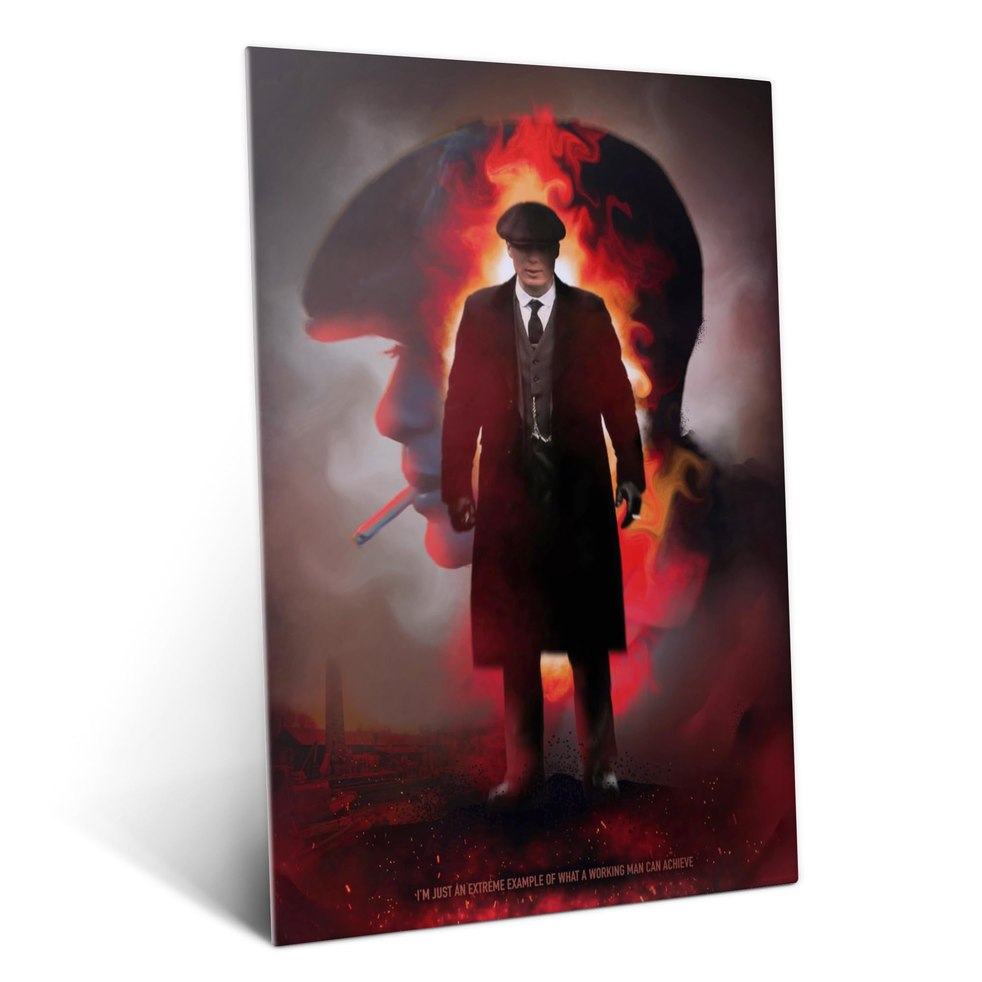 Displate Metall poster Peaky Blinders Thomas Shelby Working Man Größe L | Moderne Bilder Wohnzimmer, Wandbilder für Schlafzimmer. Wanddeko & Geschenk. Wandkunst mit Magnet-Befestigung, ohne Bohren.