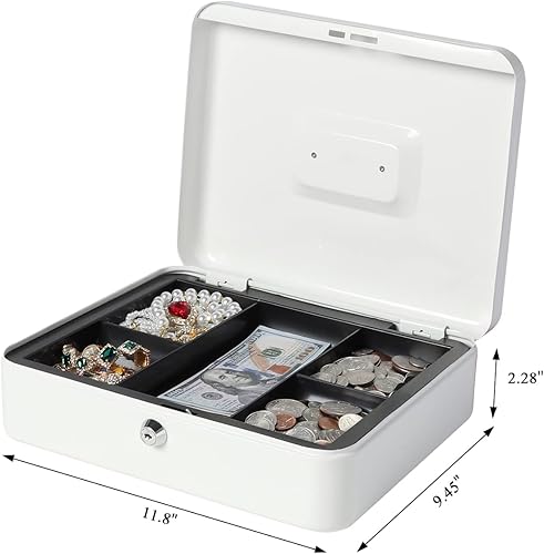 Vista 55 de Jssmst - Caja de dinero pequeña con bandeja, caja con bloqueo, Negro L