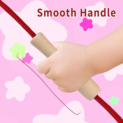 Miniatura 3 de Cuerda de saltar para niños, cuerda de saltar ajustable para niños pequeños con mango de madera, cuerda de saltar de 8.5 pies para niños y niñas
