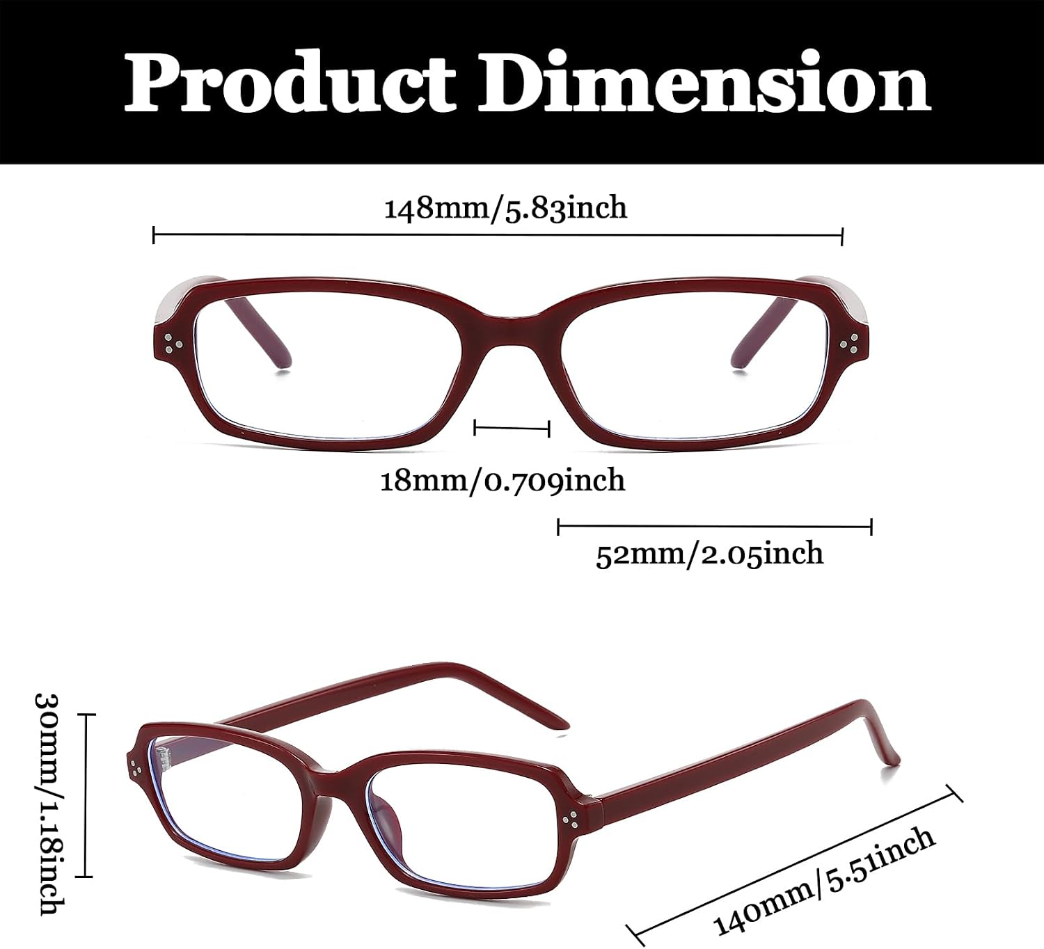 LJCZKA Small Rectangle Blue Light Glasses Anti Eyestrain for Women Men image 4
