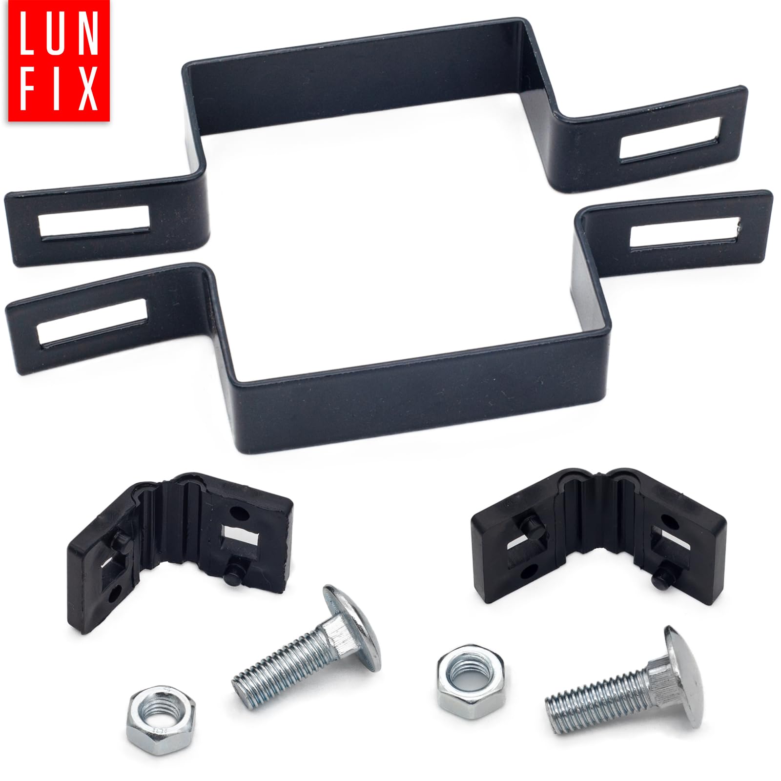 Collier De Serrage Central Rectangulaire 80x80mm Anthracite | Poteaux Clôture, Fixation Grillage Rigide, Entretoise Avec Bride De Fixation, Pour Tube Acier Et Poteaux De Clôture