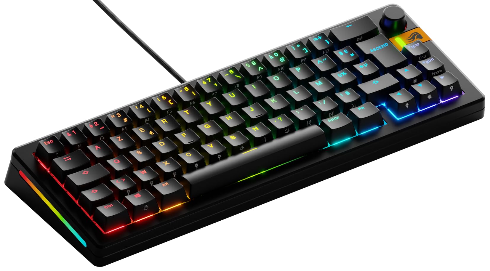GLORIOUS GMMK 3 HE Teclado Inalámbrico 65% AZERTY FR (Negro) | Tecnología Hall Effect rápida, tasa de sondeo 8000Hz, switches magnéticos Fox, junta modular muy flexible, diseño de calidad